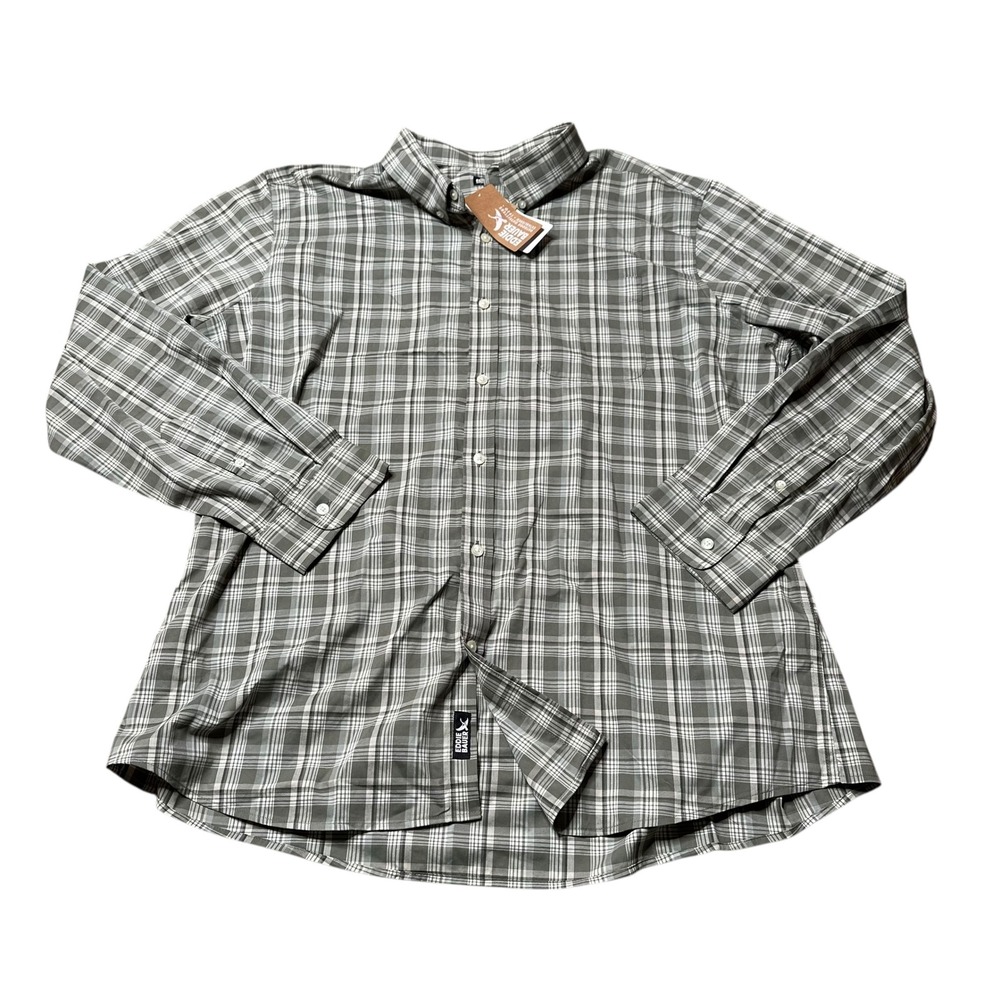 EDDIE BAUER Getaway Flex Shirt Plaid Button‎ Down Long Sleeve Men's 2XL UPF 50+